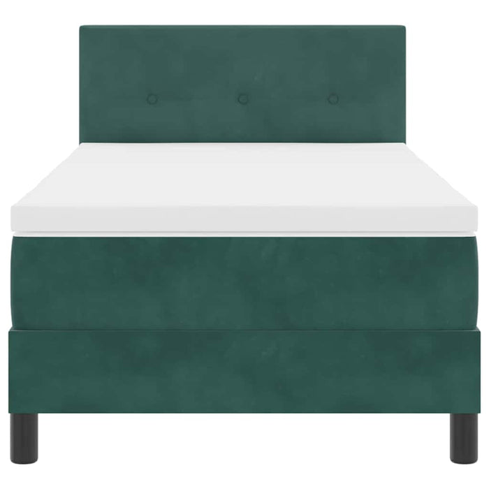 Pat cu arcuri cu headboard Verde închis 100 x 200 cm Catifea WALTI