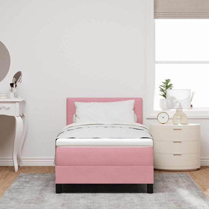 Pat cu arcuri cu headboard Roz 100 x 200 cm Catifea WALTI