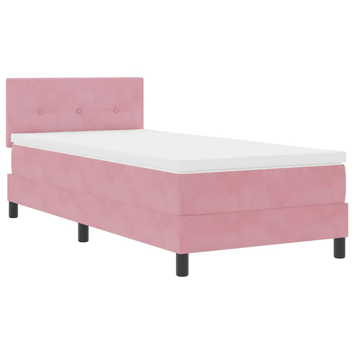 Pat cu arcuri cu headboard Roz 100 x 200 cm Catifea WALTI