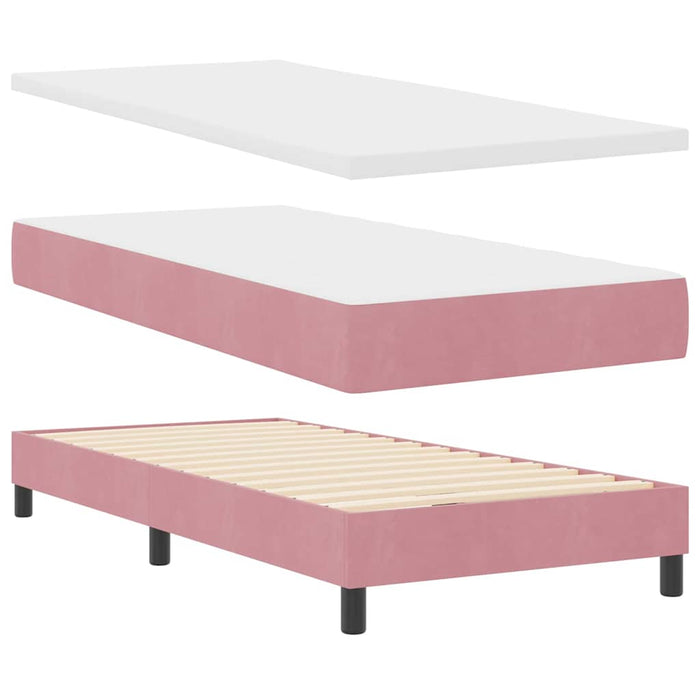 Pat cu arcuri cu headboard Roz 100 x 200 cm Catifea WALTI