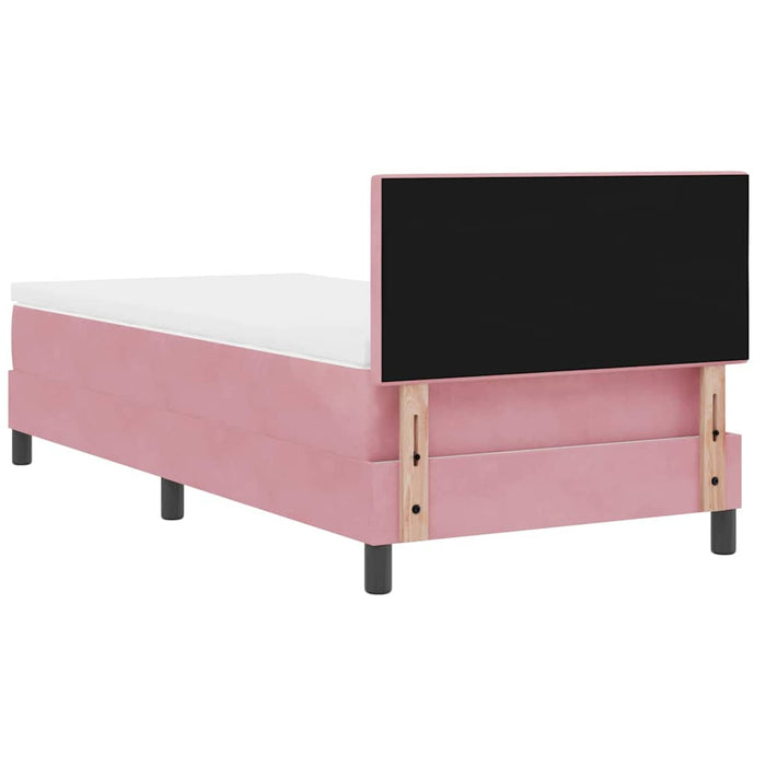Pat cu arcuri cu headboard Roz 100 x 200 cm Catifea WALTI