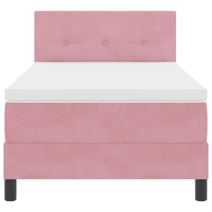 Pat cu arcuri cu headboard Roz 100 x 200 cm Catifea WALTI
