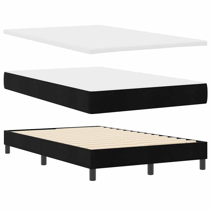 Pat cu arcuri cu saltea cu headboard Negru 120 x 190 cm Catifea - WALTI WALTI