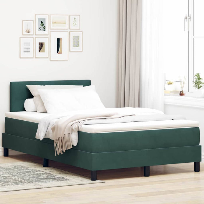 Pat cu arcuri cu headboard Verde închis 120 x 190 cm Catifea WALTI