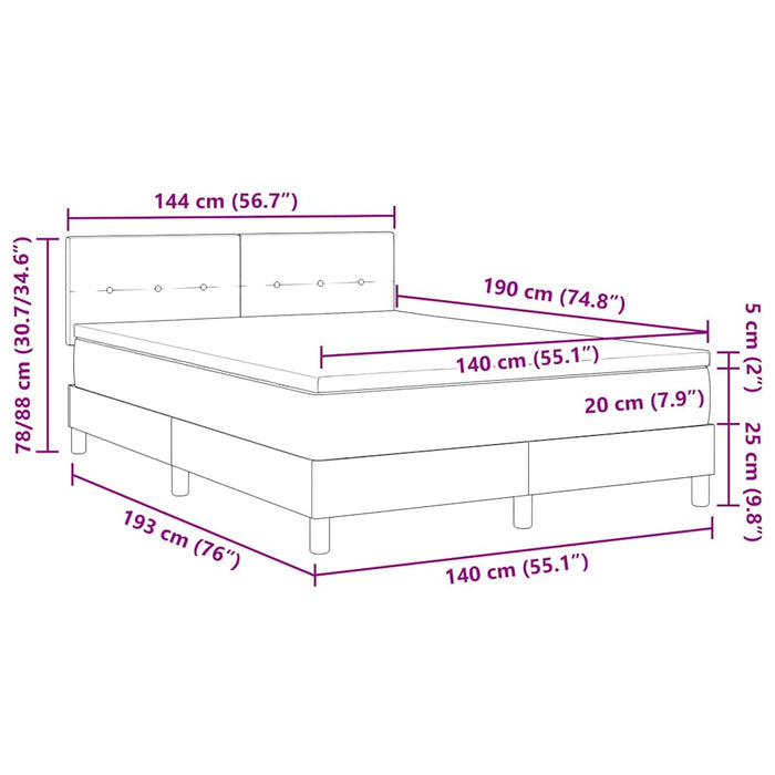 Pat cu arcuri cu saltea cu headboard Negru 140 x 190 cm Catifea - WALTI WALTI