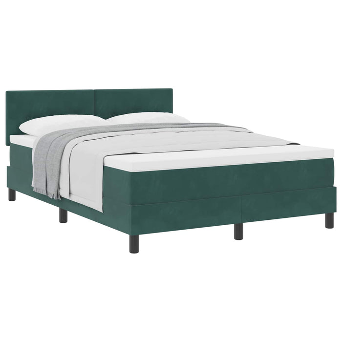 Pat cu arcuri cu saltea Verde închis 140 x 190 cm Catifea - WALTI WALTI