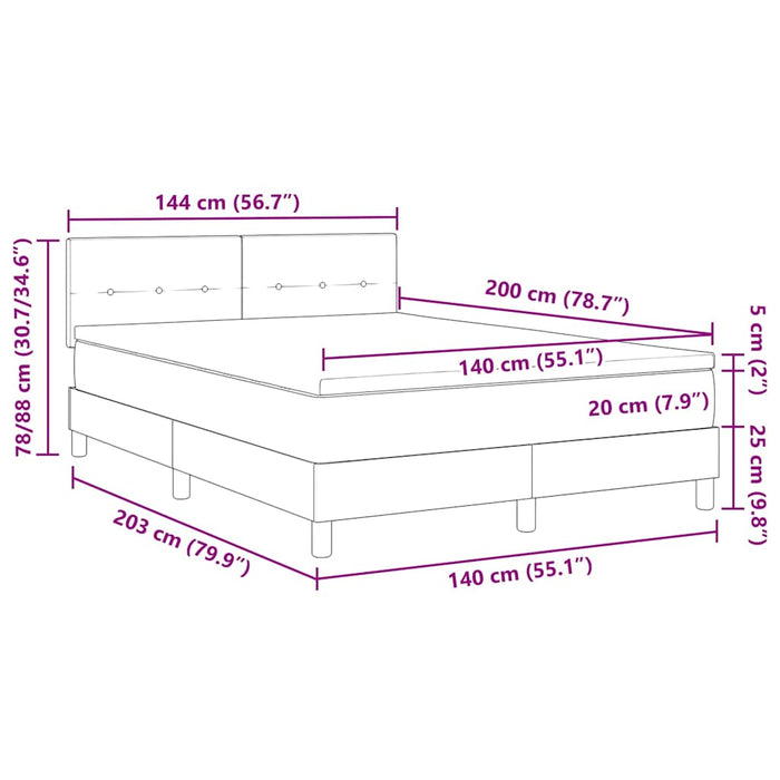 Pat cu arcuri cu saltea cu headboard Negru 140 x 200 cm Catifea - WALTI WALTI