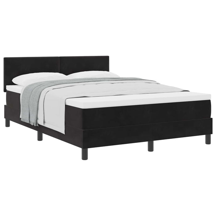 Pat cu arcuri cu saltea cu headboard Negru 160 x 200 cm Catifea - WALTI WALTI
