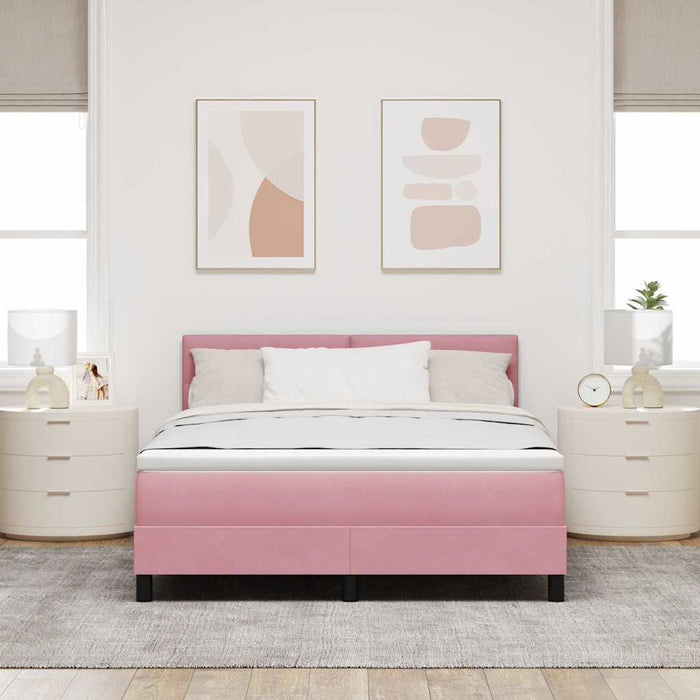 Pat cu arcuri cu saltea cu headboard Roz 160 x 200 cm Catifea - WALTI WALTI