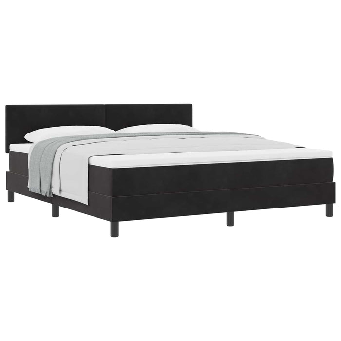 Pat cu arcuri cu saltea cu headboard Negru 180 x 200 cm Catifea - WALTI WALTI