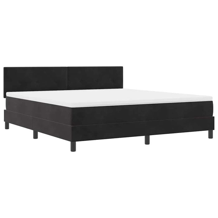 Pat cu arcuri cu saltea cu headboard Negru 180 x 200 cm Catifea - WALTI WALTI