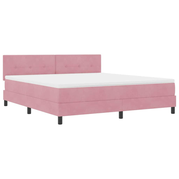 Pat cu arcuri cu saltea cu headboard Roz 180 x 200 cm Catifea - WALTI WALTI