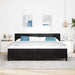Pat cu arcuri cu saltea cu headboard Negru 200 x 200 cm Catifea - WALTI WALTI