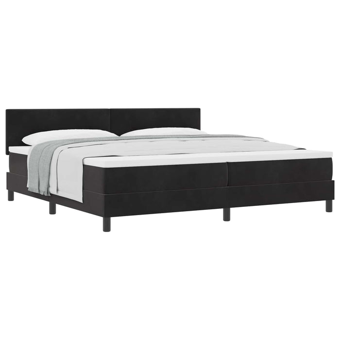 Pat cu arcuri cu saltea cu headboard Negru 200 x 200 cm Catifea - WALTI WALTI