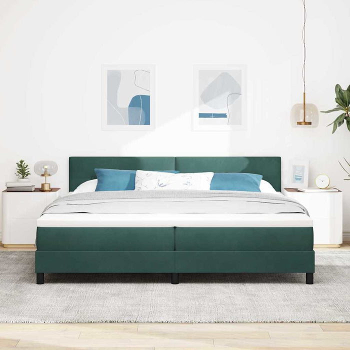Pat cu arcuri cu saltea Verde închis 200 x 200 cm Catifea - WALTI WALTI