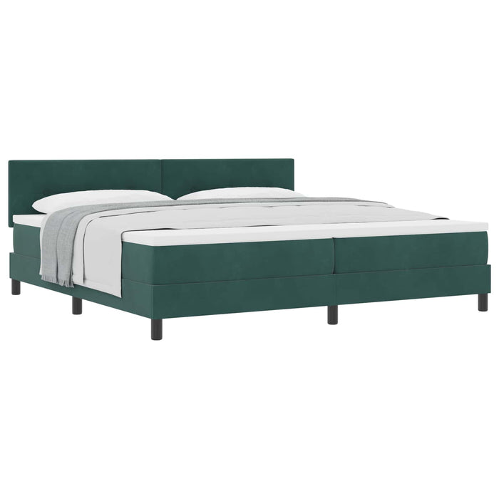 Pat cu arcuri cu saltea Verde închis 200 x 200 cm Catifea - WALTI WALTI