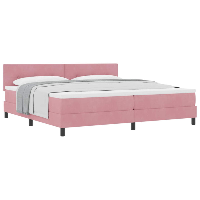 Pat cu arcuri cu saltea cu headboard Roz 200 x 200 cm Catifea - WALTI WALTI