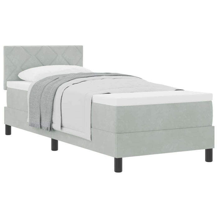 Pat cu arcuri cu saltea Gri deschis 80 x 200 cm Catifea - WALTI WALTI