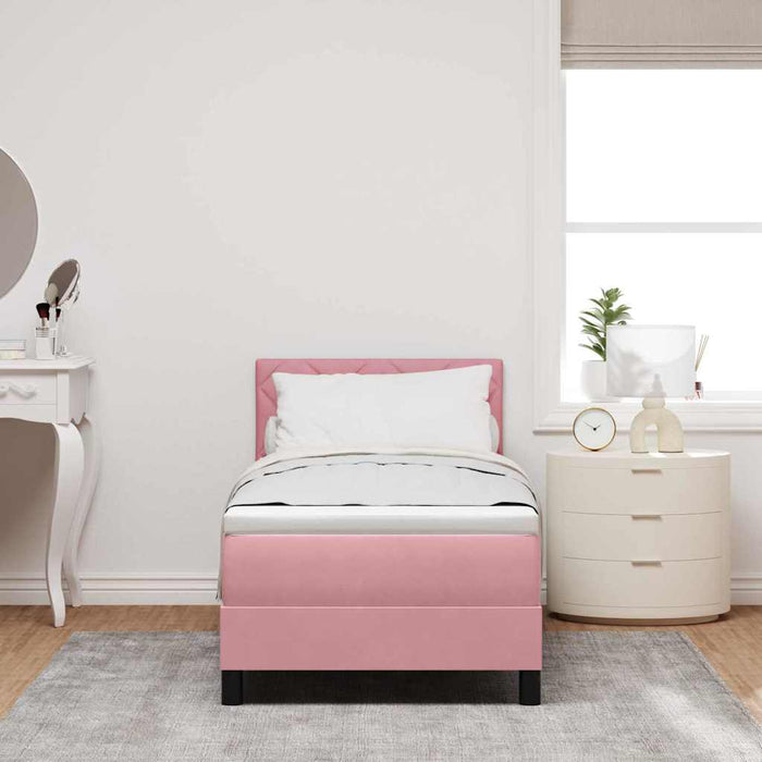 Pat cu arcuri cu headboard Roz 80 x 200 cm Catifea - WALTI WALTI