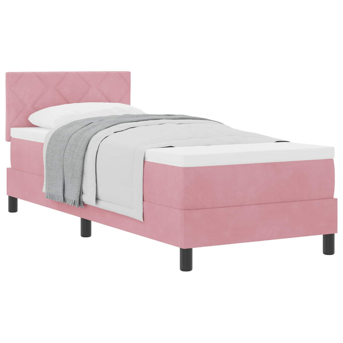 Pat cu arcuri cu headboard Roz 80 x 200 cm Catifea - WALTI WALTI