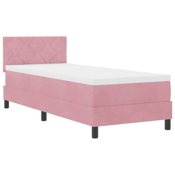 Pat cu arcuri cu headboard Roz 80 x 200 cm Catifea - WALTI WALTI