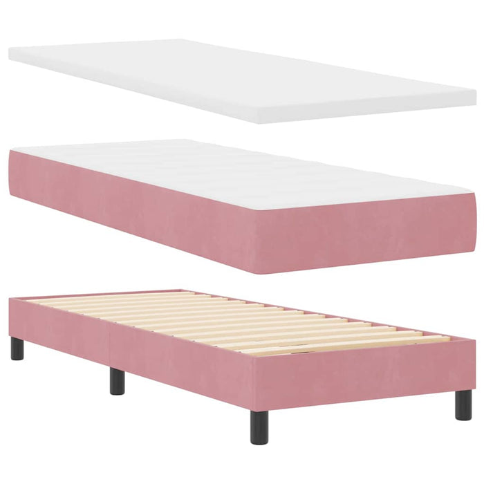 Pat cu arcuri cu headboard Roz 80 x 200 cm Catifea - WALTI WALTI