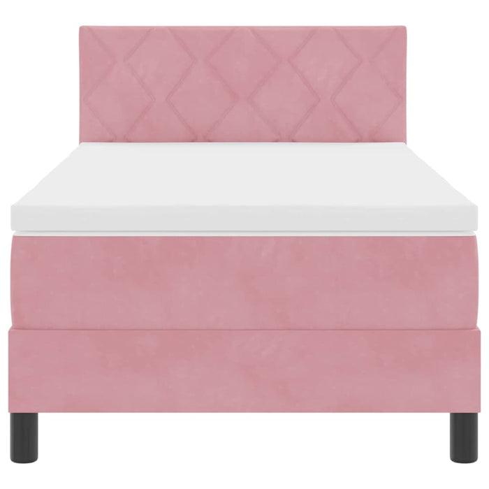 Pat cu arcuri cu headboard Roz 90 x 190 cm Catifea WALTI