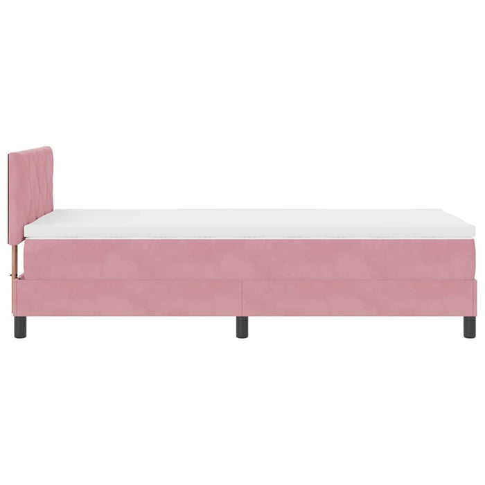 Pat cu arcuri cu headboard Roz 90 x 190 cm Catifea WALTI