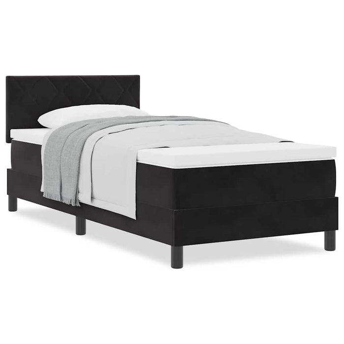 Pat cu Arcuri și Saltea cu saltea Negru 90 x 200 cm țesătură - WALTI WALTI