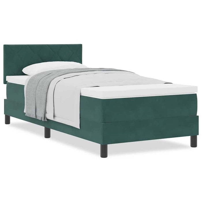 Pat cu Arcuri și Saltea Verde închis 90 x 200 cm țesătură - WALTI WALTI