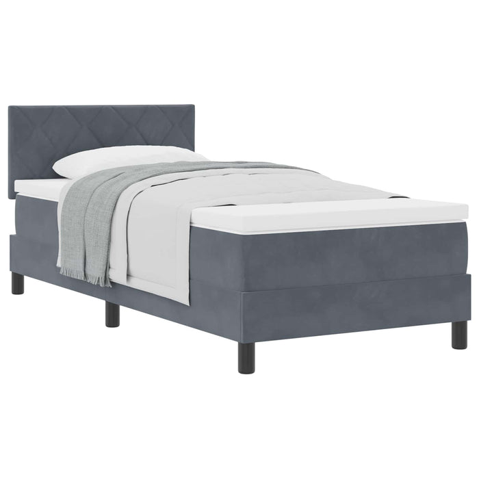 Pat cu arcuri cu headboard Gri închis 100 x 200 cm Catifea WALTI