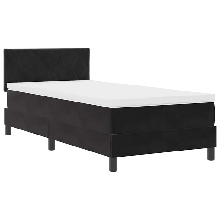 Pat cu Arcuri și Saltea cu saltea Negru 100 x 200 cm țesătură - WALTI WALTI