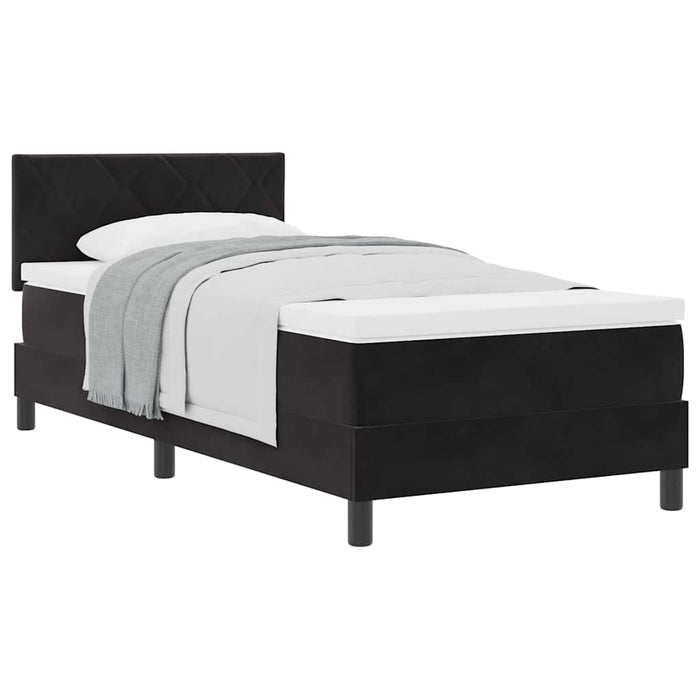 Pat cu Arcuri și Saltea cu saltea Negru 100 x 200 cm țesătură - WALTI WALTI