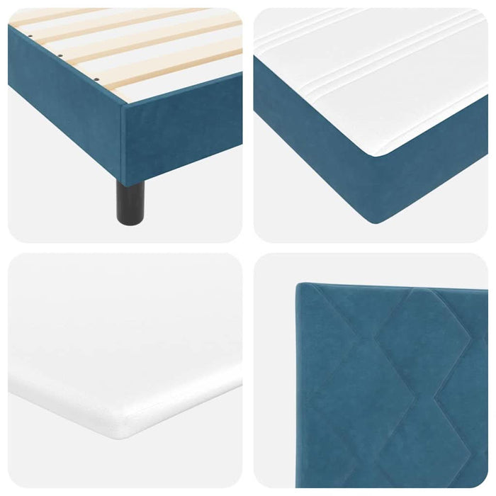 Pat cu arcuri cu headboard Albastru închis 100 x 200 cm Catifea WALTI