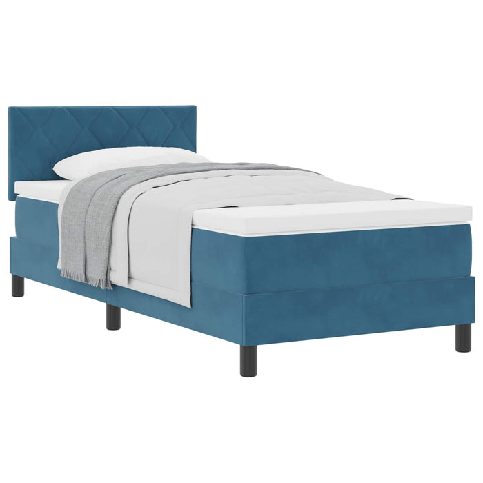 Pat cu arcuri cu headboard Albastru închis 100 x 200 cm Catifea WALTI