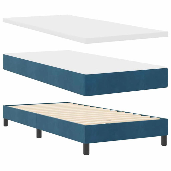 Pat cu arcuri cu headboard Albastru închis 100 x 200 cm Catifea WALTI