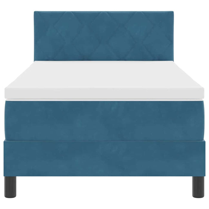 Pat cu arcuri cu headboard Albastru închis 100 x 200 cm Catifea WALTI