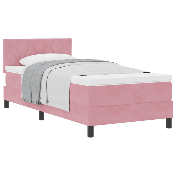 Pat cu arcuri cu headboard Roz 100 x 200 cm Catifea WALTI