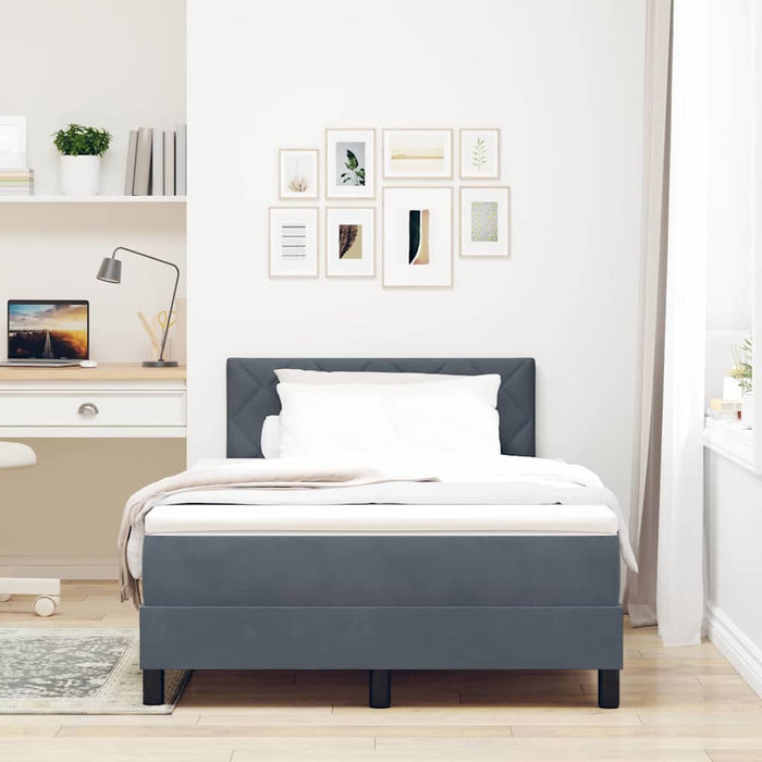 Pat cu arcuri cu headboard Gri închis 120 x 190 cm Catifea WALTI