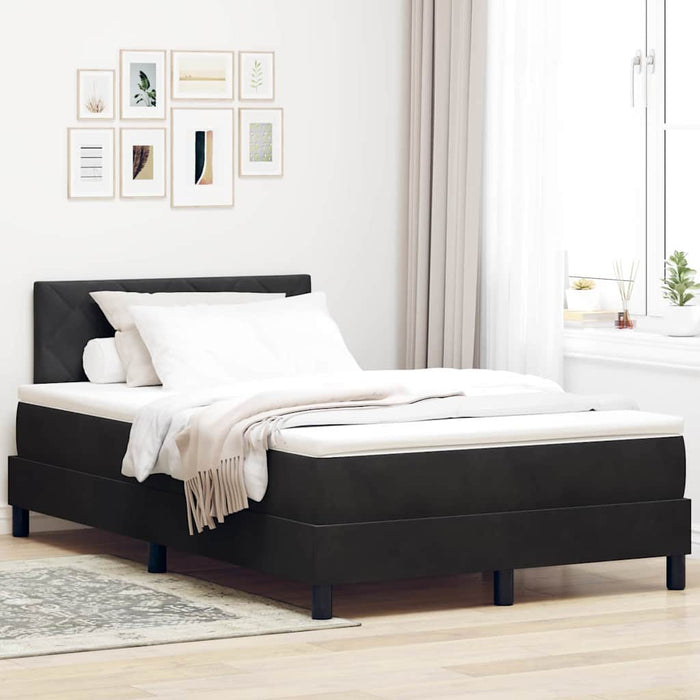 Pat cu arcuri cu saltea cu headboard Negru 120 x 190 cm Catifea - WALTI WALTI