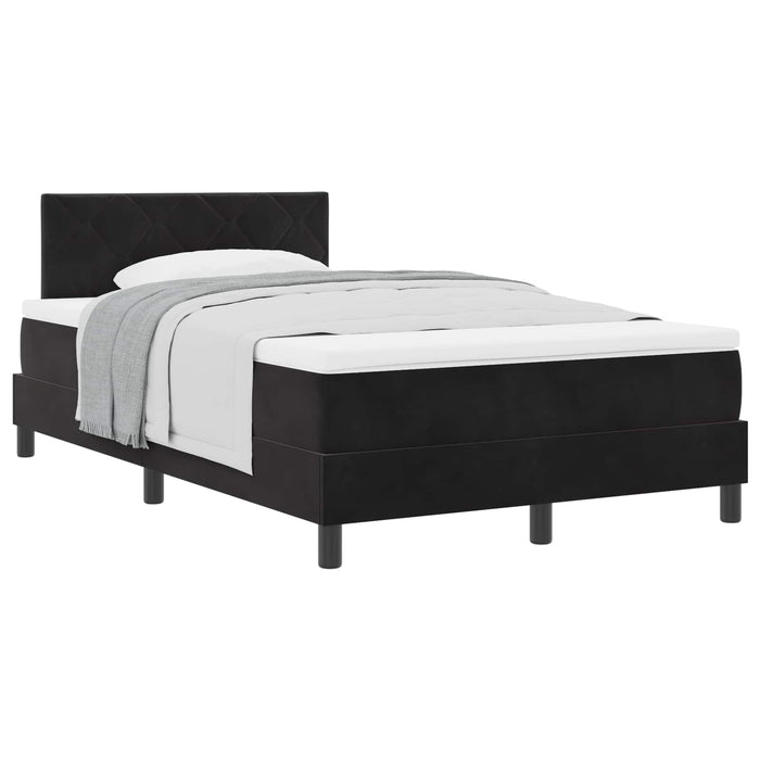 Pat cu arcuri cu saltea cu headboard Negru 120 x 190 cm Catifea - WALTI WALTI