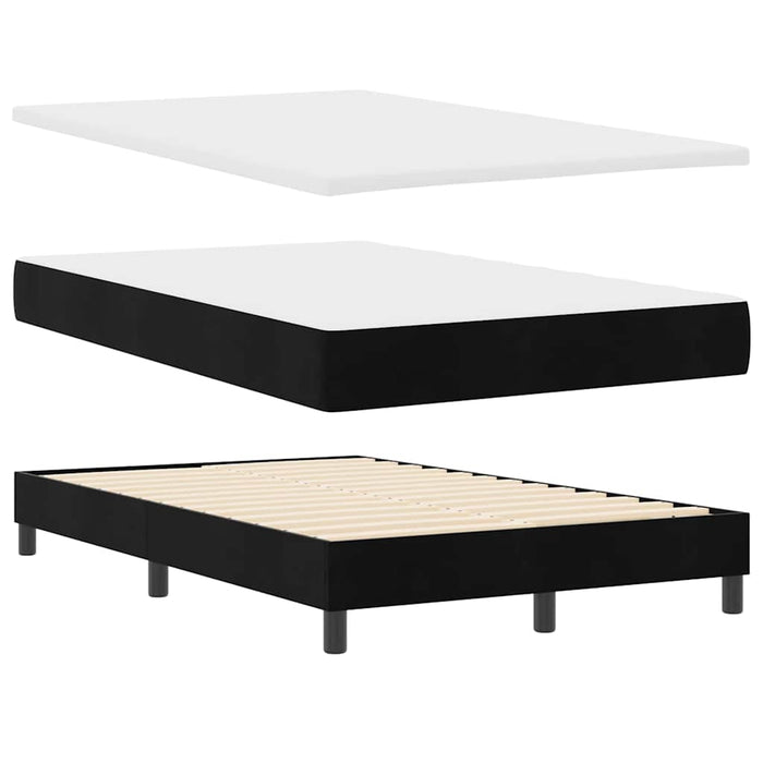 Pat cu arcuri cu saltea cu headboard Negru 120 x 190 cm Catifea - WALTI WALTI
