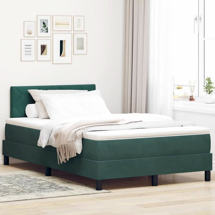 Pat cu arcuri cu saltea Verde închis 120 x 190 cm Catifea - WALTI WALTI