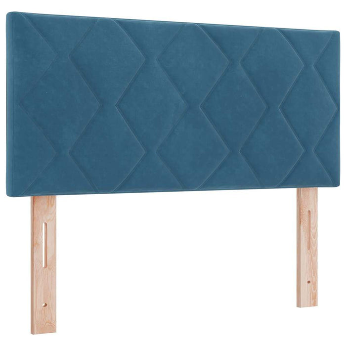 Pat cu arcuri cu headboard Albastru închis 120 x 190 cm Catifea WALTI