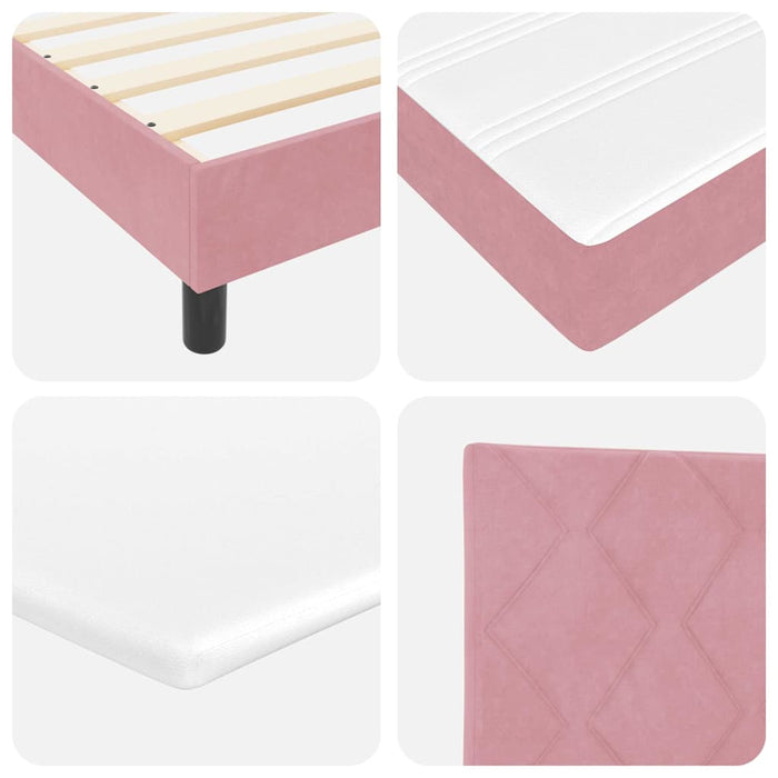 Pat cu arcuri cu headboard Roz 120 x 190 cm Catifea WALTI