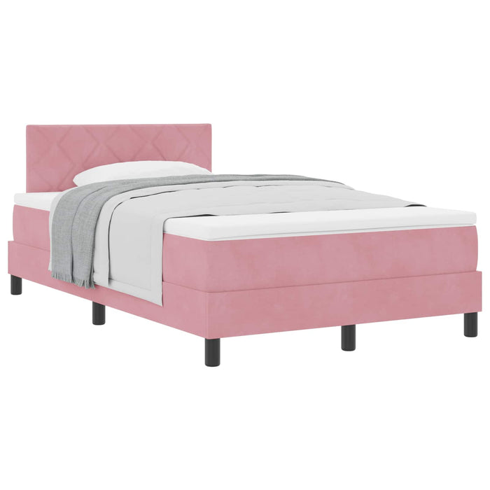 Pat cu arcuri cu headboard Roz 120 x 190 cm Catifea WALTI