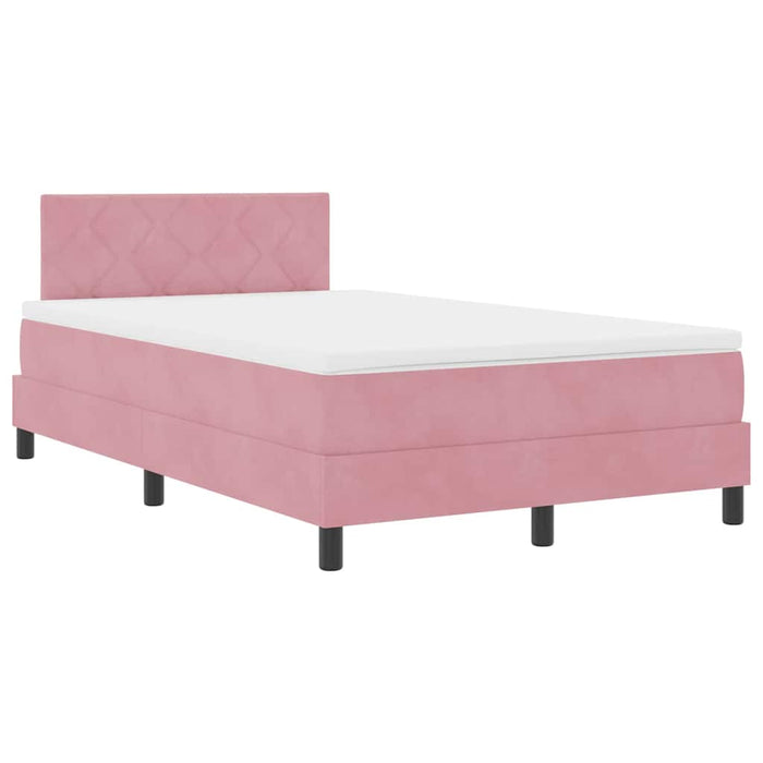 Pat cu arcuri cu headboard Roz 120 x 190 cm Catifea WALTI