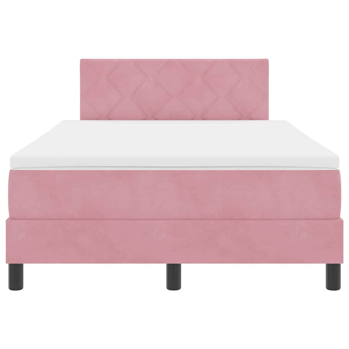 Pat cu arcuri cu headboard Roz 120 x 190 cm Catifea WALTI