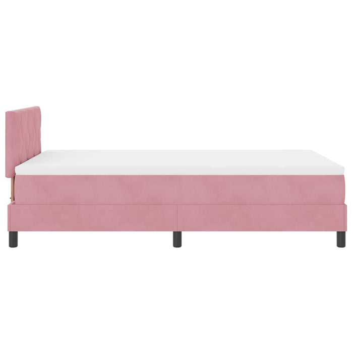 Pat cu arcuri cu headboard Roz 120 x 190 cm Catifea WALTI