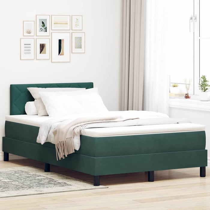 Pat cu arcuri cu headboard Verde închis 120 x 200 cm Catifea WALTI